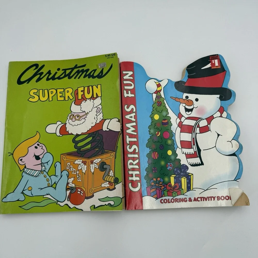 2 Vtg 90s‎ Jumbo Christmas Coloring & Activity Books NEW OLD STOCK Lightly Used
